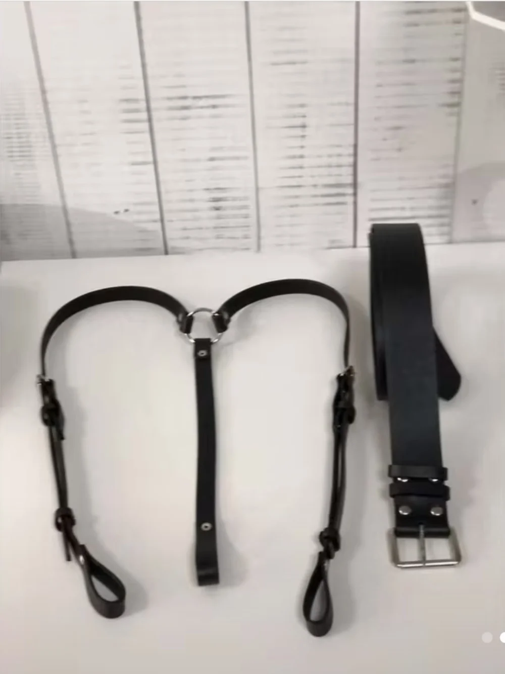 Black Pu Leather Adjustable Broad Harness Belt